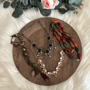 Assorted Women’s Fashion Necklaces - Black, Gold, Green, Red, Orange, Brown